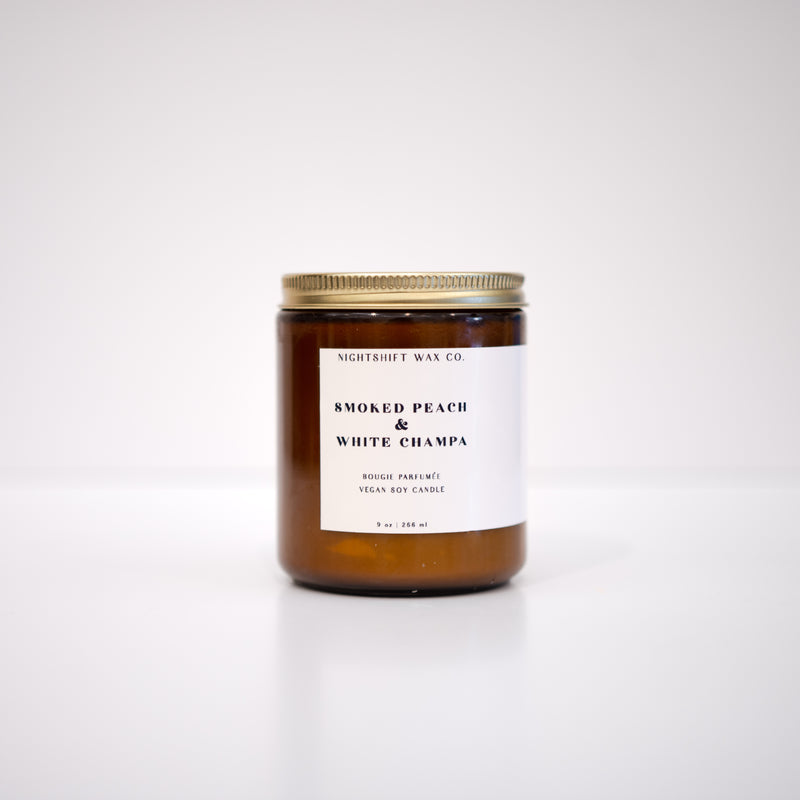 Smoked Peach & White Champa Soy Candle