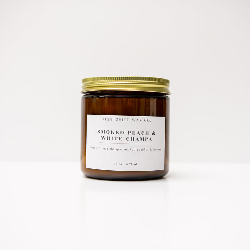 Smoked Peach & White Champa Soy Candle